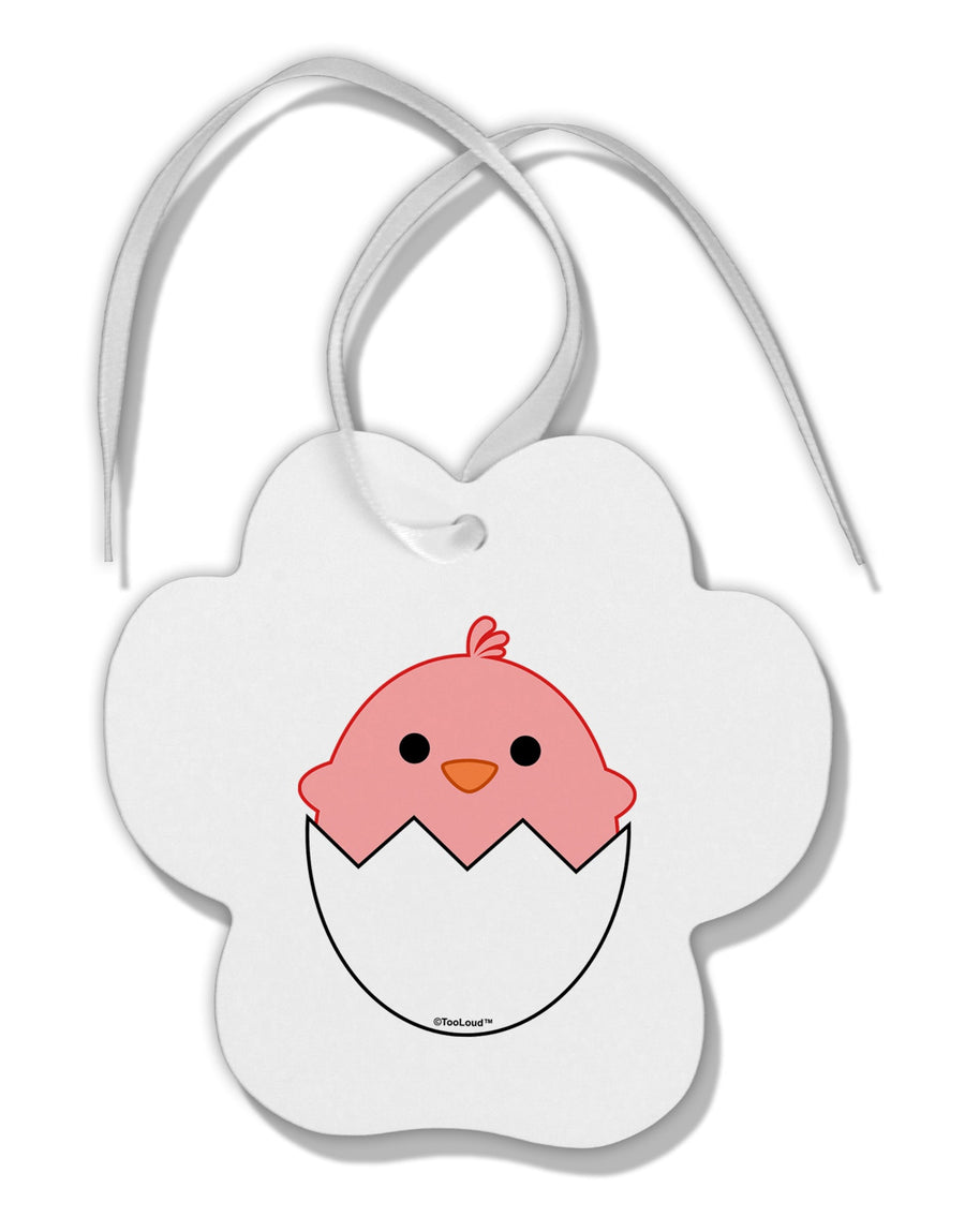 Cute Hatching Chick - Pink Paw Print Shaped Ornament by TooLoud-Ornament-TooLoud-White-Davson Sales