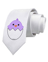 Cute Hatching Chick - Purple Printed White Necktie by TooLoud