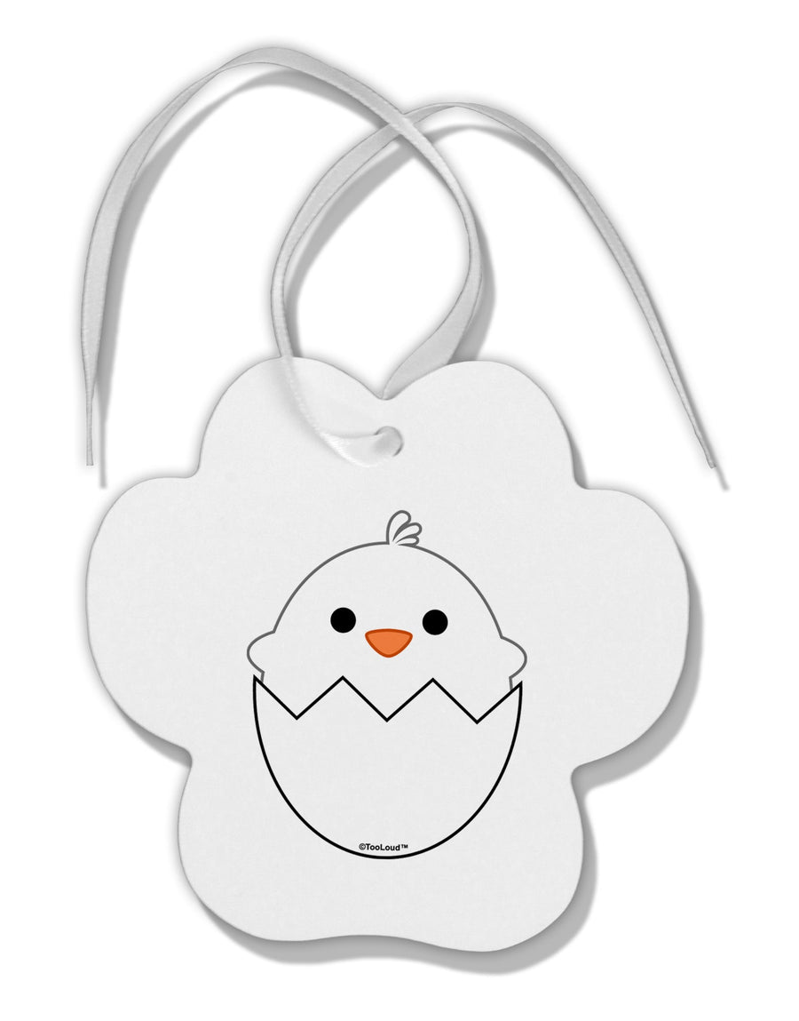 Cute Hatching Chick - White Paw Print Shaped Ornament by TooLoud-Ornament-TooLoud-White-Davson Sales