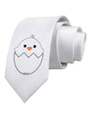 Cute Hatching Chick - White Printed White Necktie by TooLoud