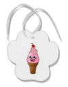 Cute Ice Cream Cone Paw Print Shaped Ornament-Ornament-TooLoud-White-Davson Sales