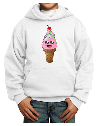 Cute Ice Cream Cone Youth Hoodie Pullover Sweatshirt-Youth Hoodie-TooLoud-White-XS-Davson Sales