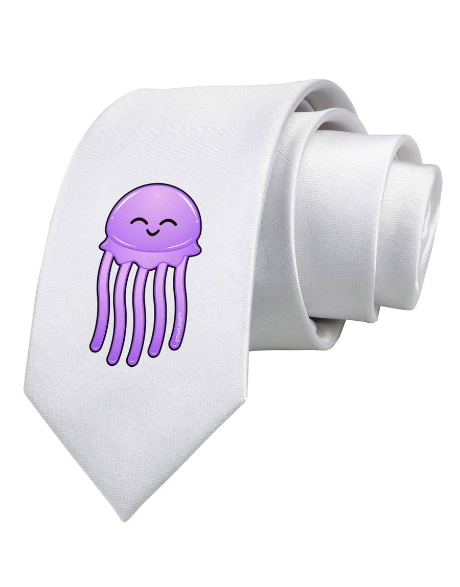 Cute Jellyfish Printed White Necktie by TooLoud