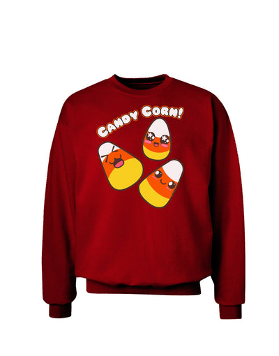 Cute Kawaii Candy Corn Halloween Adult Dark Sweatshirt-Sweatshirts-TooLoud-Deep-Red-Small-Davson Sales
