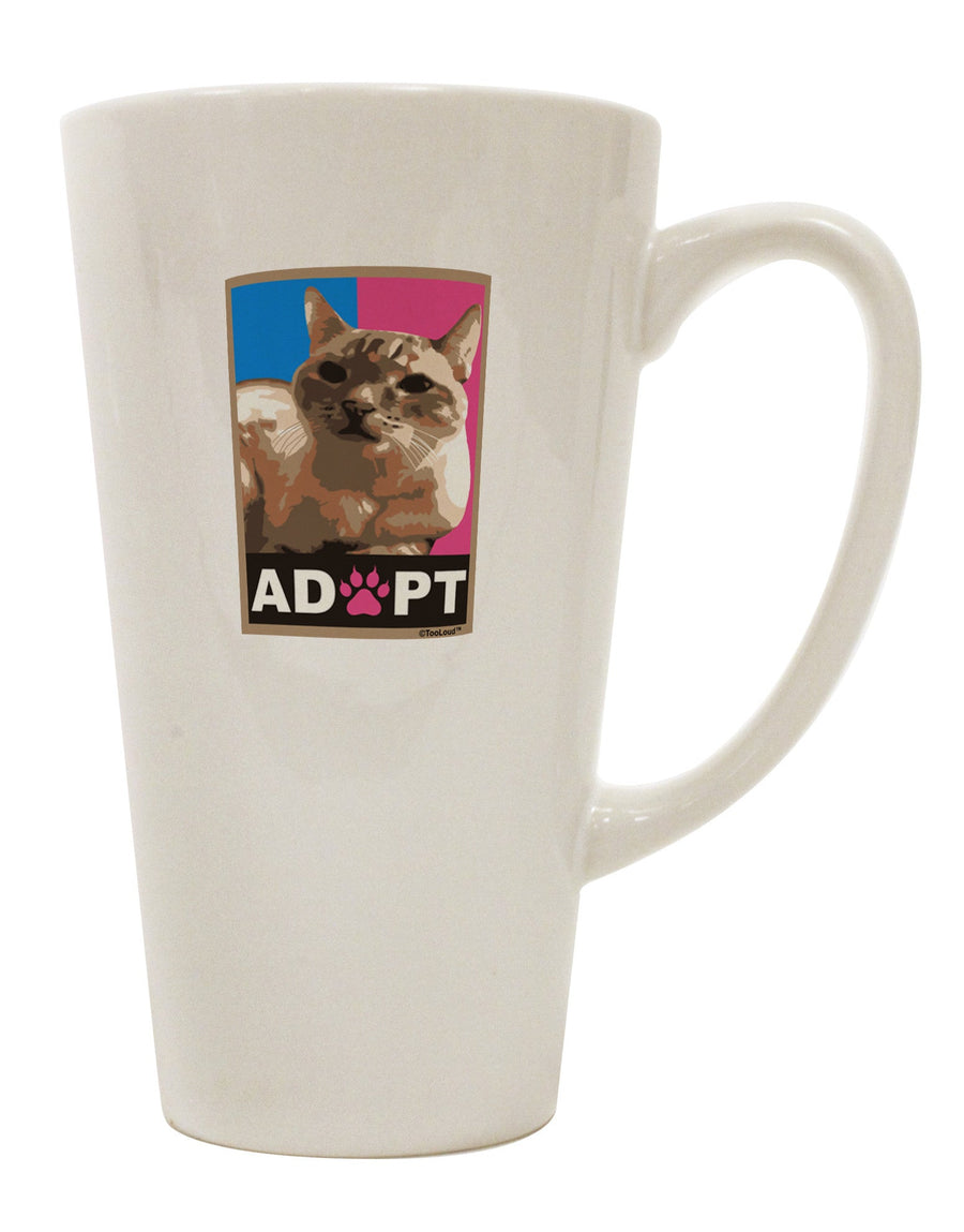 Cute Kitty Cat Adoption 16 Ounce Conical Latte Coffee Mug - Perfect for Feline Lovers TooLoud-Conical Latte Mug-TooLoud-White-Davson Sales