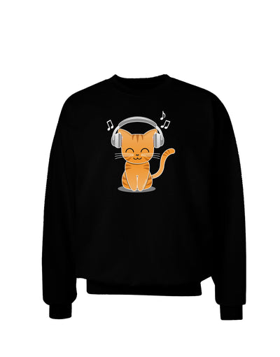 Cute Kitty With Headphones Adult Dark Sweatshirt-Sweatshirts-TooLoud-Black-Small-Davson Sales