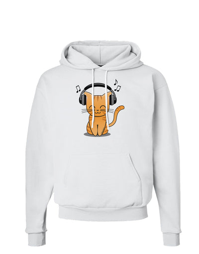 Cute Kitty With Headphones Hoodie Sweatshirt-Hoodie-TooLoud-White-Small-Davson Sales