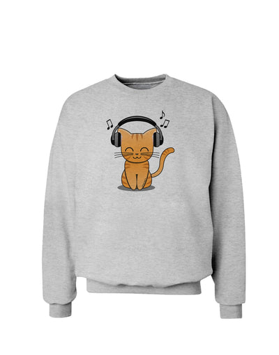 Cute Kitty With Headphones Sweatshirt-Sweatshirts-TooLoud-AshGray-Small-Davson Sales