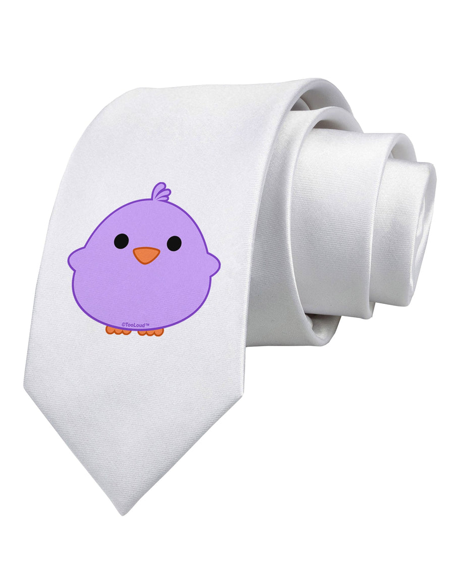 Cute Little Chick - Purple Printed White Necktie by TooLoud