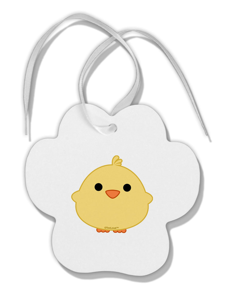 Cute Little Chick - Yellow Paw Print Shaped Ornament by TooLoud-Ornament-TooLoud-White-Davson Sales