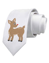 Cute Little Rudolph the Reindeer - Christmas Printed White Necktie by TooLoud