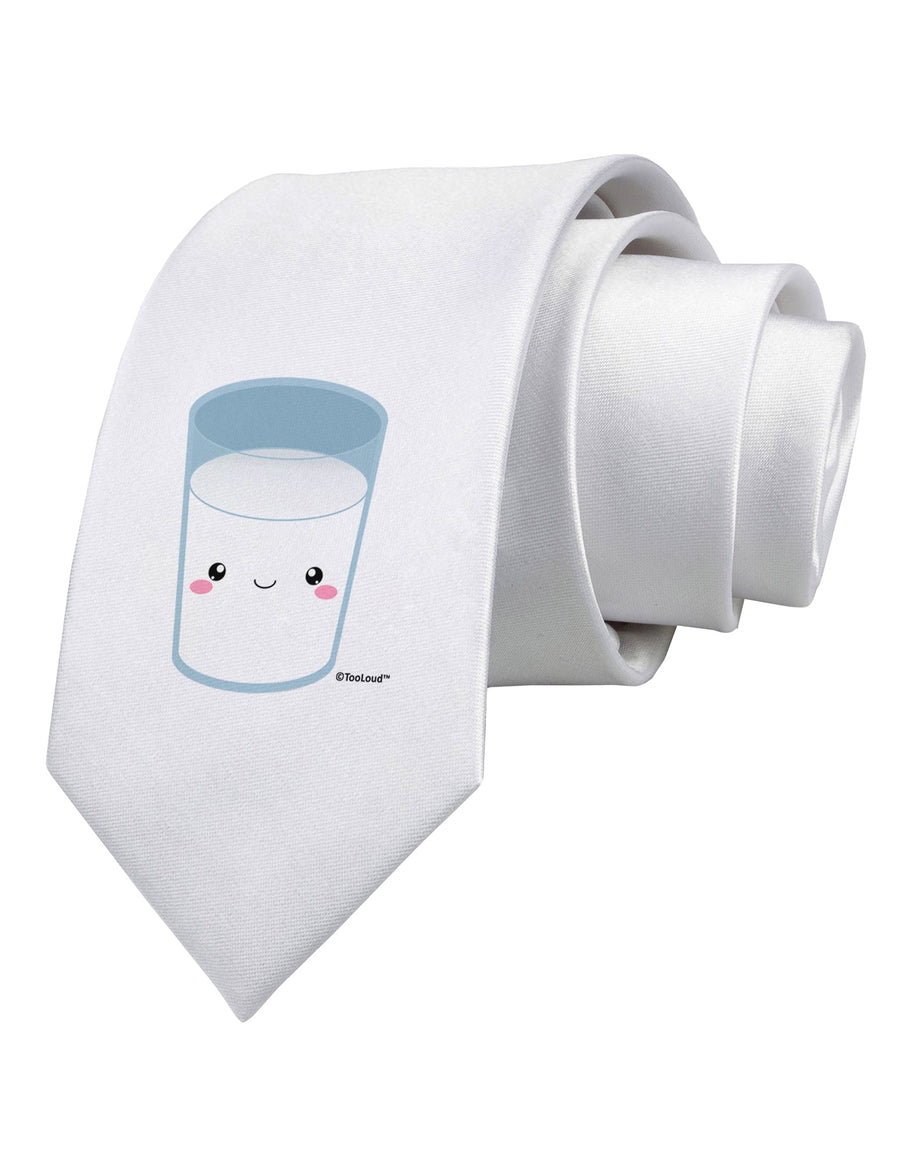 Cute Matching Milk and Cookie Design - Milk Printed White Necktie by TooLoud