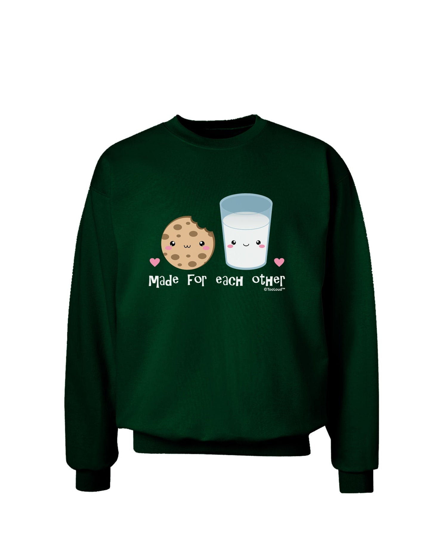 Cute Milk and Cookie - Made for Each Other Adult Dark Sweatshirt by TooLoud-Sweatshirts-TooLoud-Deep-Forest-Green-Small-Davson Sales
