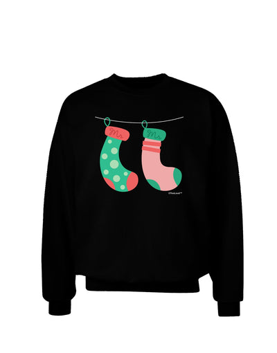 Cute Mr and Mr Christmas Couple Stockings Adult Dark Sweatshirt by TooLoud-Sweatshirts-TooLoud-Black-Small-Davson Sales