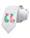 Cute Mr and Mr Christmas Couple Stockings Printed White Necktie by TooLoud