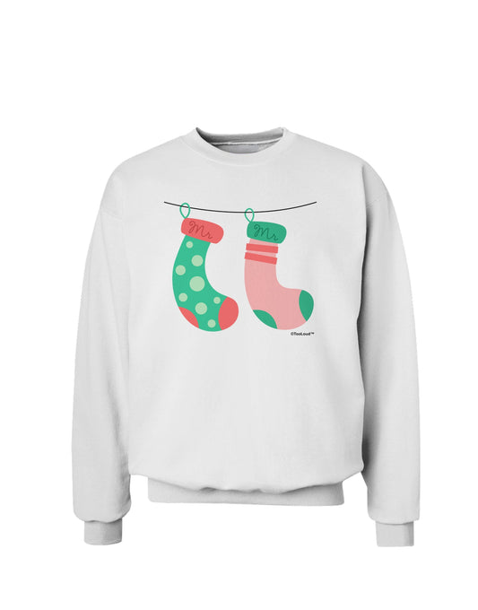 Cute Mr and Mr Christmas Couple Stockings Sweatshirt by TooLoud-Sweatshirts-TooLoud-White-Small-Davson Sales