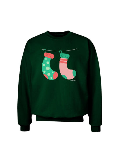 Cute Mr and Mrs Christmas Couple Stockings Adult Dark Sweatshirt by TooLoud-Sweatshirts-TooLoud-Deep-Forest-Green-Small-Davson Sales