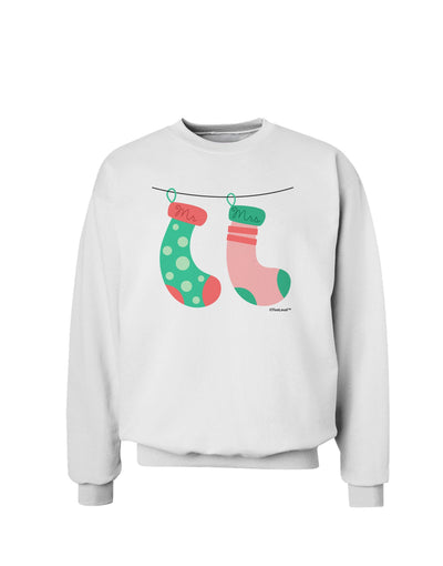 Cute Mr and Mrs Christmas Couple Stockings Sweatshirt by TooLoud-Sweatshirts-TooLoud-White-Small-Davson Sales