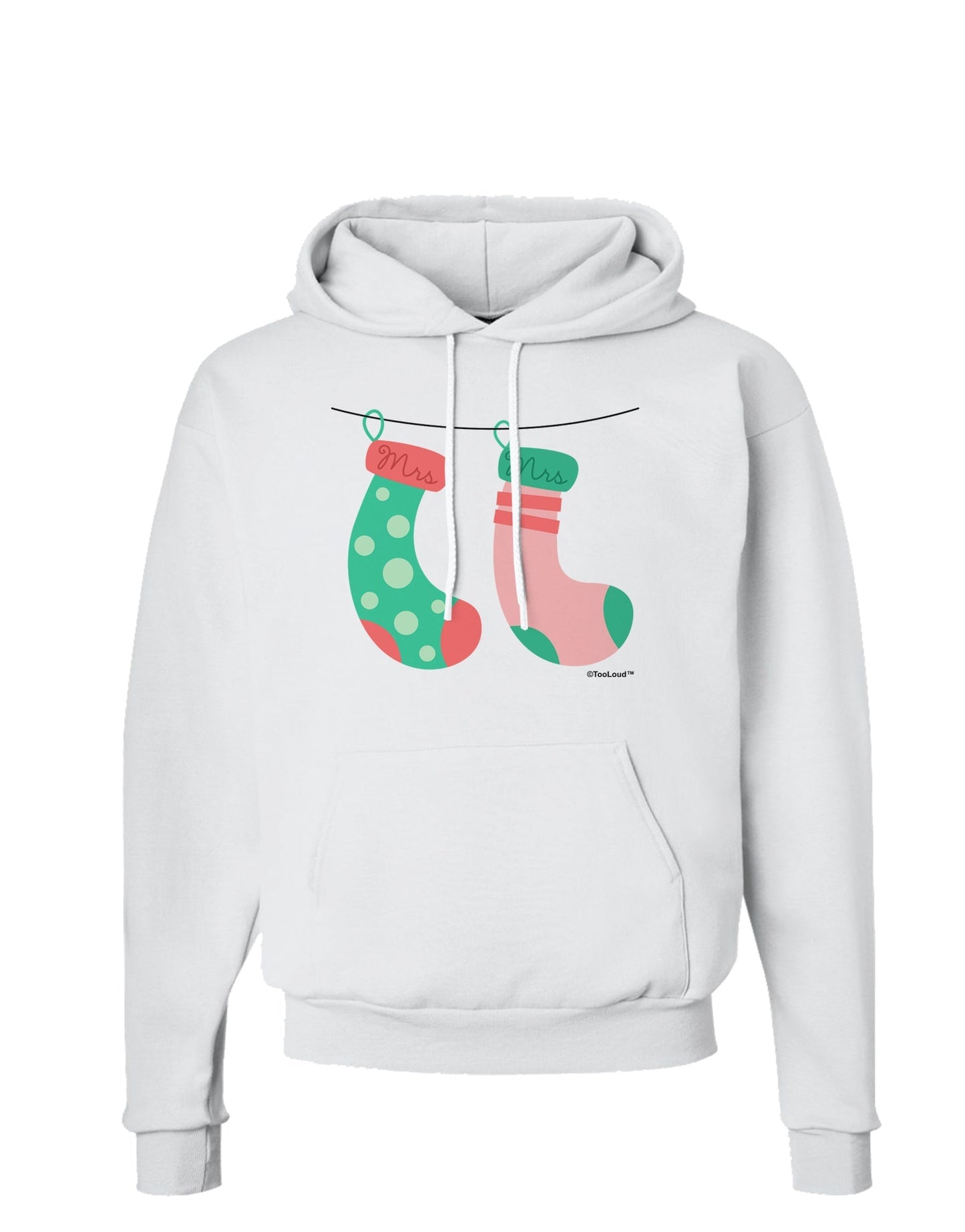 Cute Mrs and Mrs Christmas Couple Stockings Hoodie Sweatshirt by TooLoud-Hoodie-TooLoud-White-Small-Davson Sales
