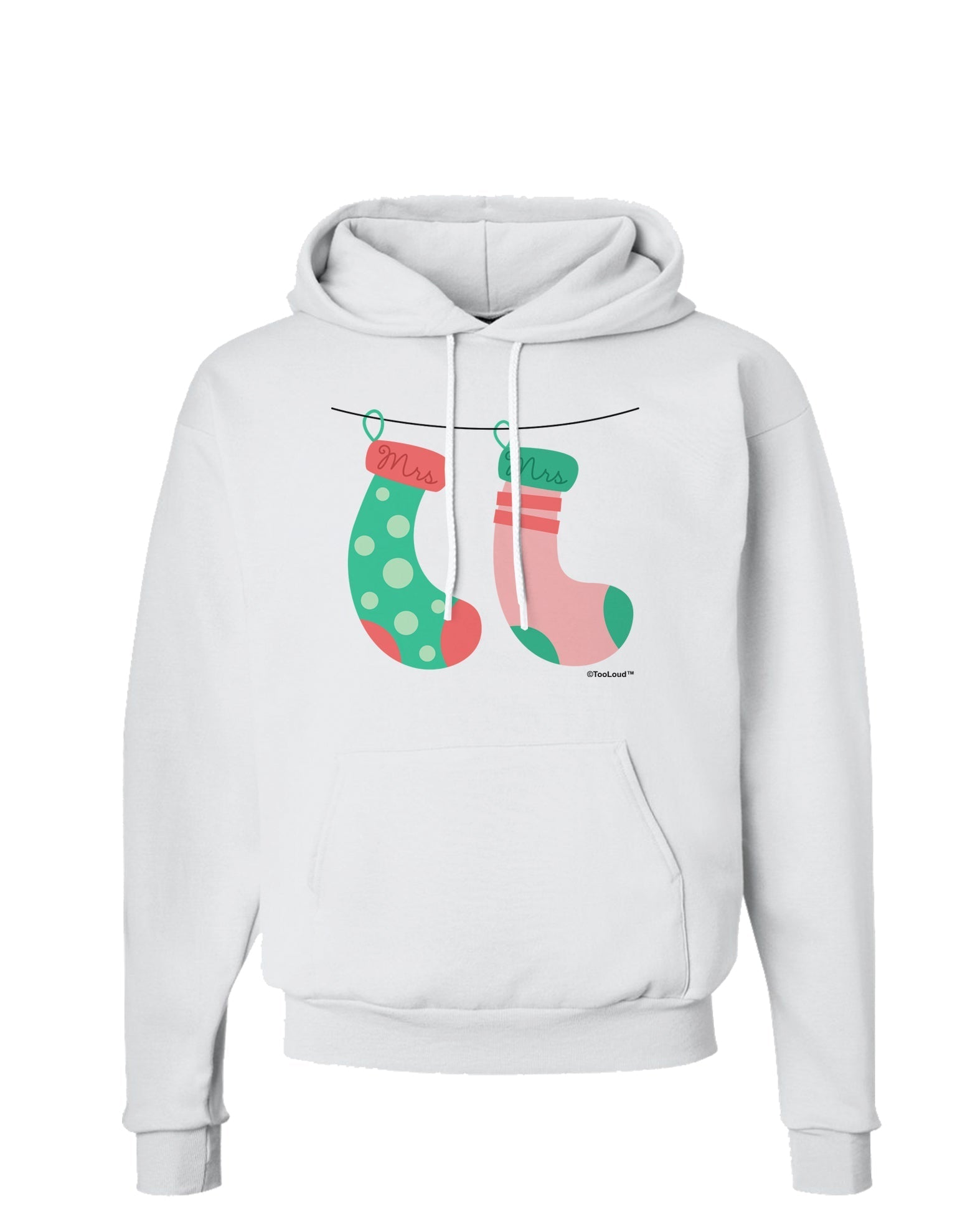 Cute Mrs and Mrs Christmas Couple Stockings Hoodie Sweatshirt by TooLoud-Hoodie-TooLoud-White-Small-Davson Sales