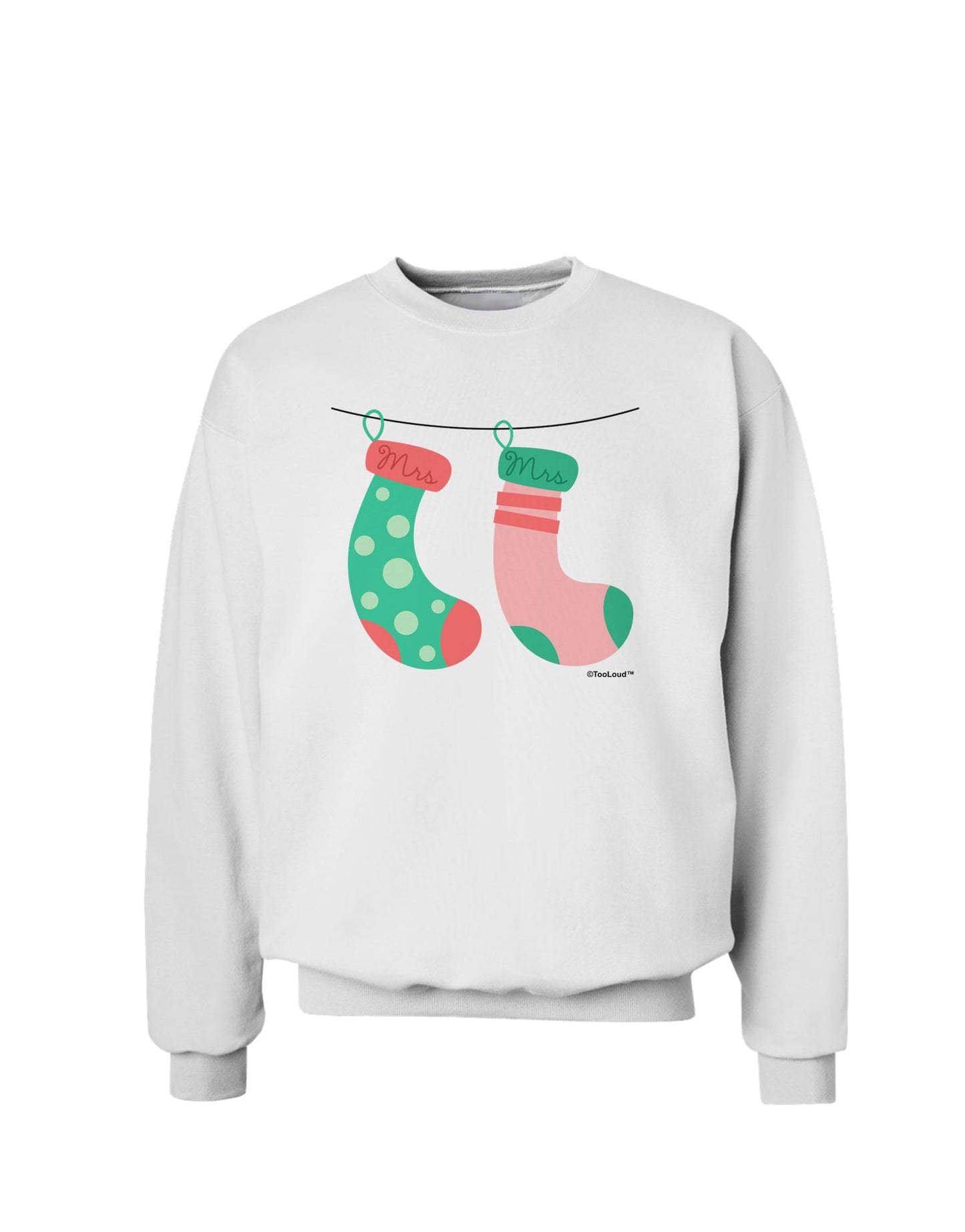 Cute Mrs and Mrs Christmas Couple Stockings Sweatshirt by TooLoud-Sweatshirts-TooLoud-White-Small-Davson Sales
