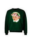 Cute Mrs Claus Face Faux Applique Adult Dark Sweatshirt-Sweatshirts-TooLoud-Deep-Forest-Green-Small-Davson Sales