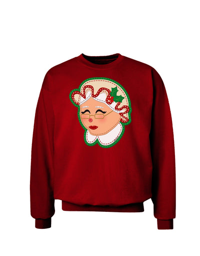 Cute Mrs Claus Face Faux Applique Adult Dark Sweatshirt-Sweatshirts-TooLoud-Deep-Red-Small-Davson Sales