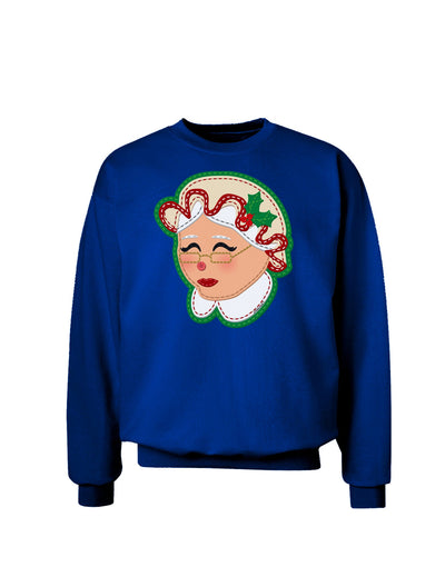 Cute Mrs Claus Face Faux Applique Adult Dark Sweatshirt-Sweatshirts-TooLoud-Deep-Royal-Blue-Small-Davson Sales