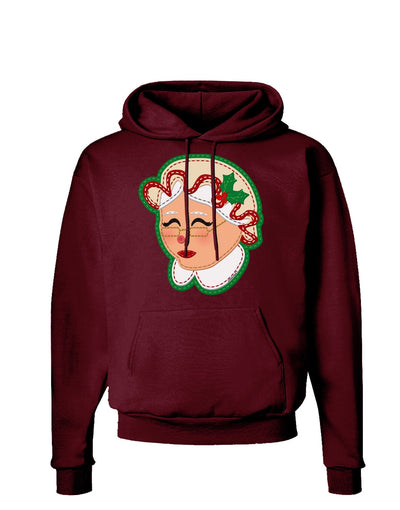 Cute Mrs Claus Face Faux Applique Dark Hoodie Sweatshirt-Hoodie-TooLoud-Maroon-Small-Davson Sales