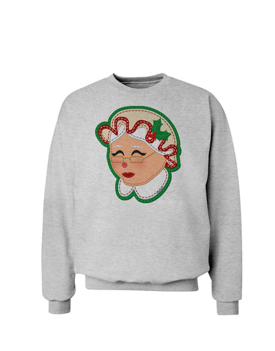 Cute Mrs Claus Face Faux Applique Sweatshirt-Sweatshirts-TooLoud-AshGray-Small-Davson Sales