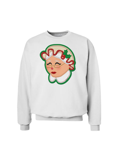 Cute Mrs Claus Face Faux Applique Sweatshirt-Sweatshirts-TooLoud-White-Small-Davson Sales