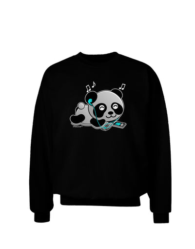 Cute Panda With Ear Buds Adult Dark Sweatshirt-Sweatshirts-TooLoud-Black-Small-Davson Sales