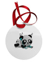 Cute Panda With Ear Buds Circular Metal Ornament-Ornament-TooLoud-White-Davson Sales