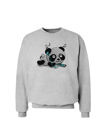 Cute Panda With Ear Buds Sweatshirt-Sweatshirts-TooLoud-AshGray-Small-Davson Sales