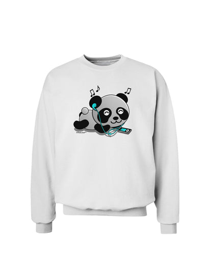 Cute Panda With Ear Buds Sweatshirt-Sweatshirts-TooLoud-White-Small-Davson Sales