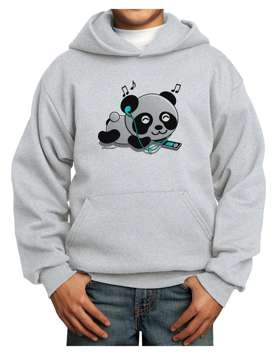 Cute Panda With Ear Buds Youth Hoodie Pullover Sweatshirt-Youth Hoodie-TooLoud-White-XS-Davson Sales