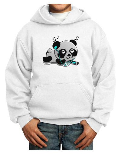 Cute Panda With Ear Buds Youth Hoodie Pullover Sweatshirt-Youth Hoodie-TooLoud-White-XS-Davson Sales