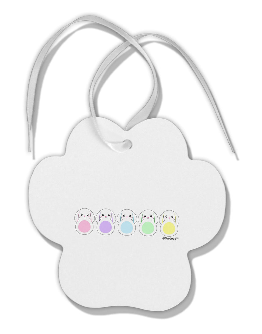 Cute Pastel Bunnies Paw Print Shaped Ornament by TooLoud-Ornament-TooLoud-White-Davson Sales