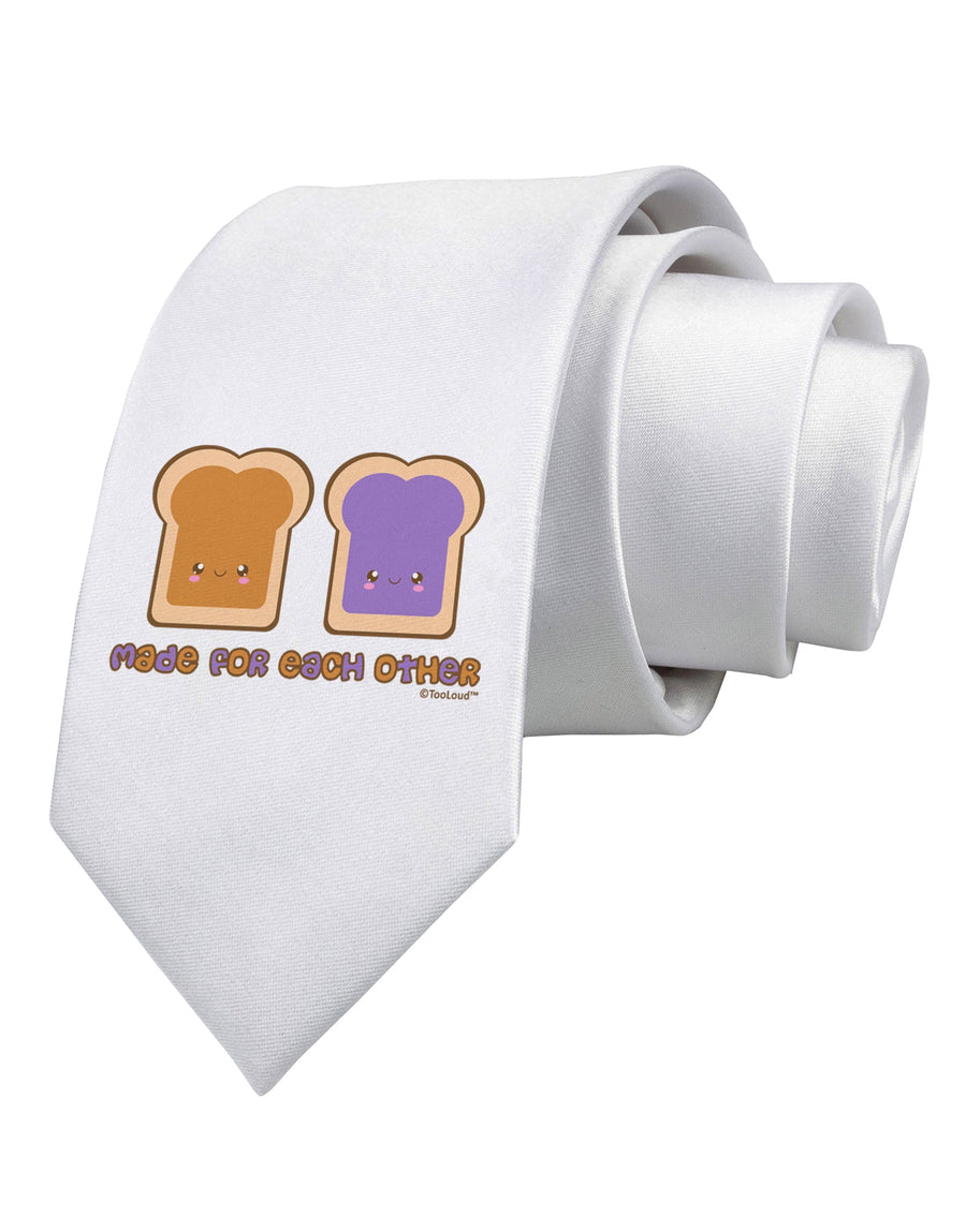 Cute PB and J Design - Made for Each Other Printed White Necktie by TooLoud