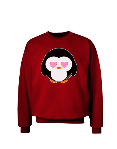 Cute Penguin - Heart Eyes Adult Dark Sweatshirt by TooLoud-Sweatshirts-TooLoud-Deep-Red-Small-Davson Sales