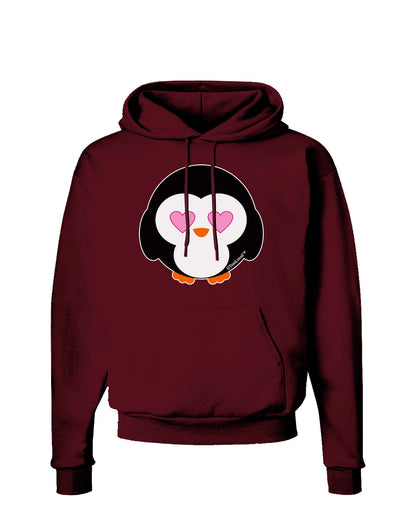 Cute Penguin - Heart Eyes Dark Hoodie Sweatshirt by TooLoud-Hoodie-TooLoud-Maroon-Small-Davson Sales