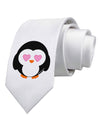 Cute Penguin - Heart Eyes Printed White Necktie by TooLoud