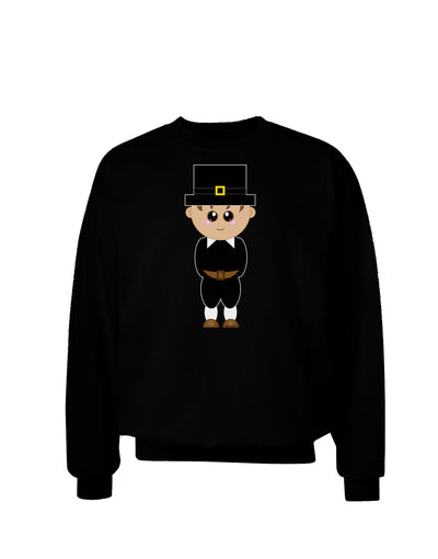 Cute Pilgrim Boy Thanksgiving Adult Dark Sweatshirt-Sweatshirts-TooLoud-Black-Small-Davson Sales