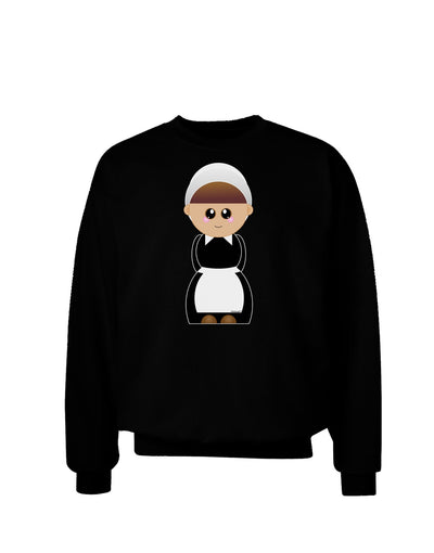 Cute Pilgrim Girl Thanksgiving Adult Dark Sweatshirt-Sweatshirts-TooLoud-Black-Small-Davson Sales