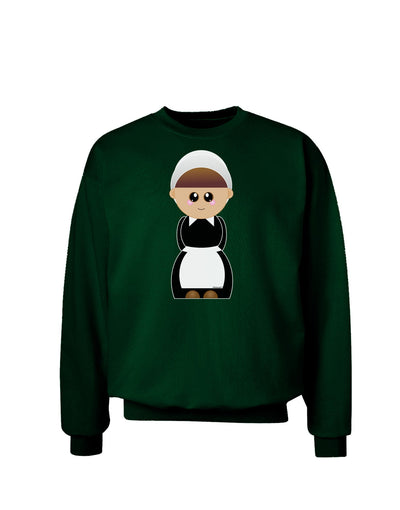 Cute Pilgrim Girl Thanksgiving Adult Dark Sweatshirt-Sweatshirts-TooLoud-Deep-Forest-Green-Small-Davson Sales