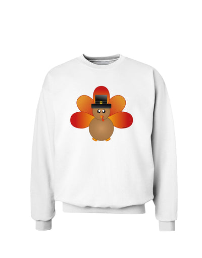 Cute Pilgrim Turkey Thanksgiving Sweatshirt-Sweatshirts-TooLoud-White-Small-Davson Sales