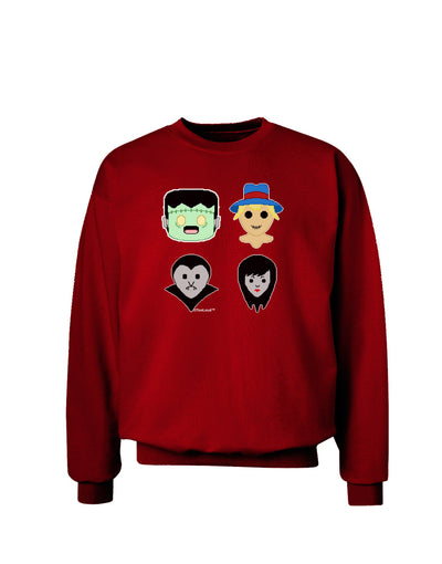 Cute Pixel Monsters Adult Dark Sweatshirt-Sweatshirts-TooLoud-Deep-Red-Small-Davson Sales