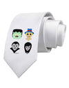 Cute Pixel Monsters Printed White Necktie