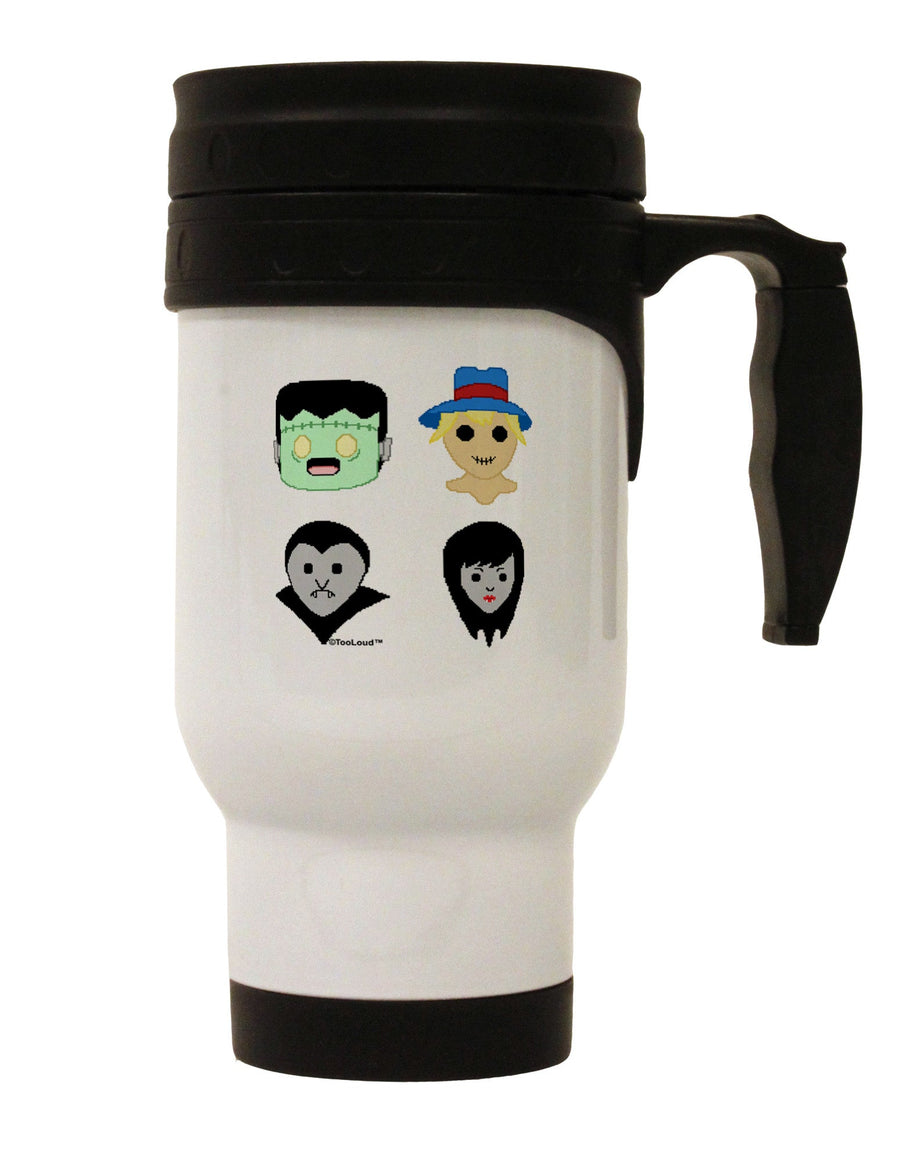 Cute Pixel Monsters Stainless Steel 14oz Travel Mug-Travel Mugs-TooLoud-White-Davson Sales