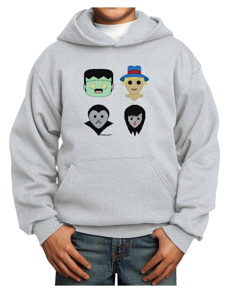 Cute Pixel Monsters Youth Hoodie Pullover Sweatshirt-Youth Hoodie-TooLoud-White-XS-Davson Sales